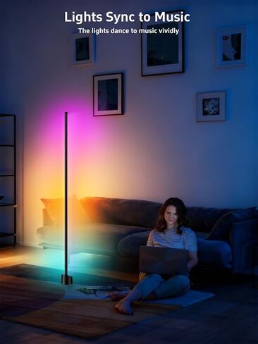 مصباح أرضي للزاوية، مصباح LED RGB مع تطبيق ذكي وجهاز تحكم عن بعد لتغيير الألوان، وإضاءة محيطة لمزامنة الموسيقى، وإضاءة مزاجية مع 16 مليون لون لغرفة النوم وغرفة المعيشة وغرفة الألعاب in Kuwait