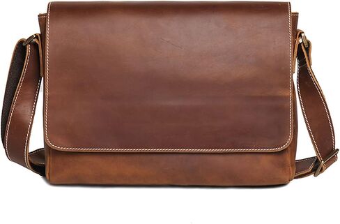 Men’s Leather Messenger Bag - Waterproof Vintage Briefcase, Large Satchel, Laptop Computer for Business(Brown) in Saudi Arabia