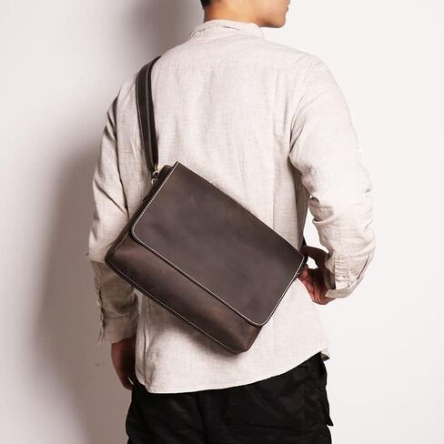 Men’s Leather Messenger Bag - Waterproof Vintage Briefcase, Large Satchel, Laptop Computer for Business(Brown) in Saudi Arabia