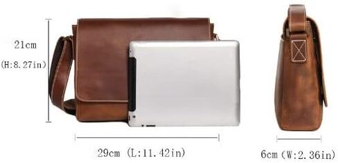 Men’s Leather Messenger Bag - Waterproof Vintage Briefcase, Large Satchel, Laptop Computer for Business(Brown) in Saudi Arabia
