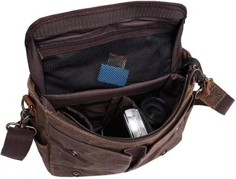 Messenger Bag Men Leather Genuine Canvas 14inch Laptop Briefcase Crossbody Satchel for in Saudi Arabia