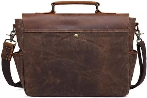 Messenger Bag Men Leather Genuine Canvas 14inch Laptop Briefcase Crossbody Satchel for in Saudi Arabia