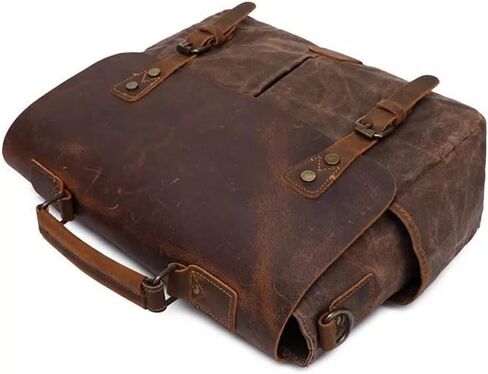 Messenger Bag Men Leather Genuine Canvas 14inch Laptop Briefcase Crossbody Satchel for in Saudi Arabia
