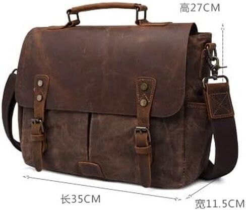 Messenger Bag Men Leather Genuine Canvas 14inch Laptop Briefcase Crossbody Satchel for in Saudi Arabia