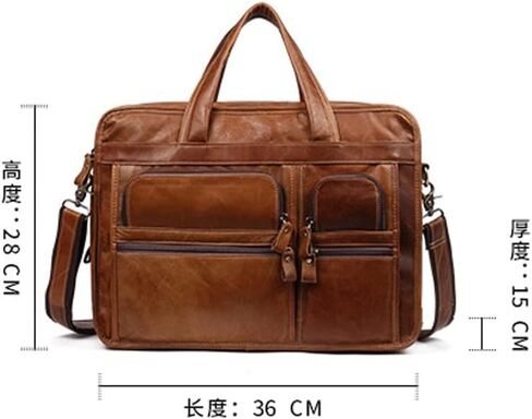 15.6 Inch Vintage Handmade Leather Travel Messenger Office Crossbody Bag Laptop Briefcase Computer College Satchel For Men And Women(Black) in Saudi Arabia