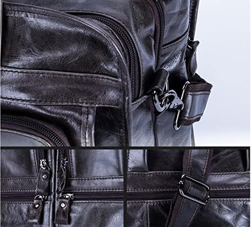 15.6 Inch Vintage Handmade Leather Travel Messenger Office Crossbody Bag Laptop Briefcase Computer College Satchel For Men And Women(Black) in Saudi Arabia