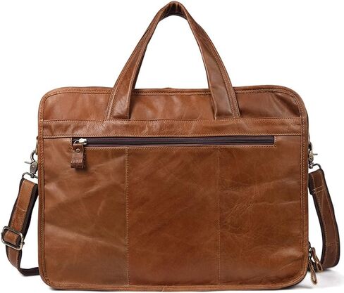 15.6 Inch Vintage Handmade Leather Travel Messenger Office Crossbody Bag Laptop Briefcase Computer College Satchel For Men And Women(Black) in Saudi Arabia