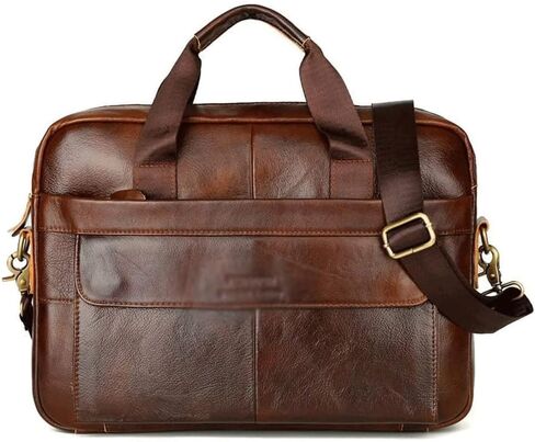 Men's Briefcase Laptop Messenger bag for Mens Waterproof Vintage Genuine Leather shoulder in Saudi Arabia
