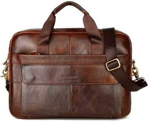 Men's Briefcase Laptop Messenger bag for Mens Waterproof Vintage Genuine Leather shoulder in Saudi Arabia