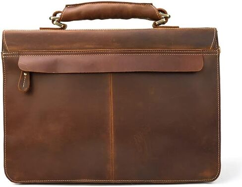 Mens Messenger Bag Vintage 14 Inch Leather Laptop Briefcase Large Satchel Shoulder in Saudi Arabia