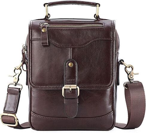 Waterproof Leather Briefcase - Laptop Tote Messenger Bag, Large Capacity Work for Office Business(Coffee) in Saudi Arabia