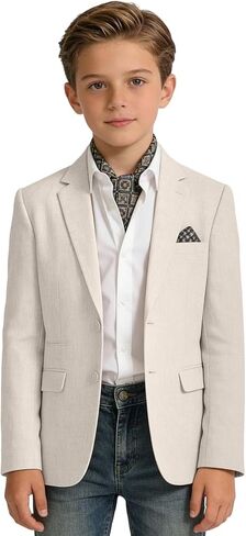 Linen Boy Suit Jacket Slim Fit Suits Blazer Boys Casual Sport Coat Boys' Linen Outfit for Wedding Homecoming Tux School in Saudi Arabia