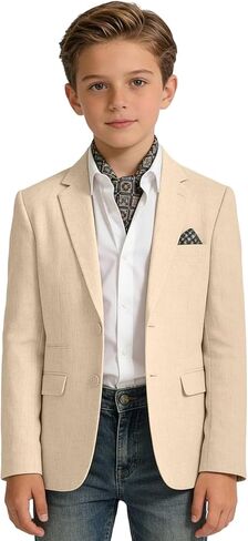 Linen Boy Suit Jacket Slim Fit Suits Blazer Boys Casual Sport Coat Boys' Linen Outfit for Wedding Homecoming Tux School in Saudi Arabia
