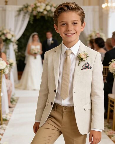 Linen Boy Suit Jacket Slim Fit Suits Blazer Boys Casual Sport Coat Boys' Linen Outfit for Wedding Homecoming Tux School in Saudi Arabia