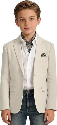 Linen Boy Suit Jacket Slim Fit Suits Blazer Boys Casual Sport Coat Boys' Linen Outfit for Wedding Homecoming Tux School in Saudi Arabia
