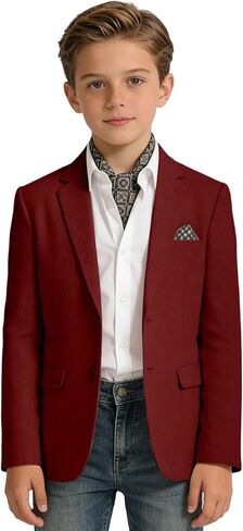 Linen Boy Suit Jacket Slim Fit Suits Blazer Boys Casual Sport Coat Boys' Linen Outfit for Wedding Homecoming Tux School in Saudi Arabia