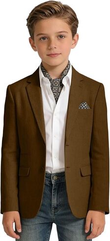 Linen Boy Suit Jacket Slim Fit Suits Blazer Boys Casual Sport Coat Boys' Linen Outfit for Wedding Homecoming Tux School in Saudi Arabia