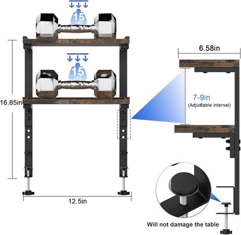 حامل شاشة مزدوج + رف مكتب من طبقتين (خشبي) in Kuwait