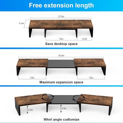 حامل شاشة مزدوج + رف مكتب من طبقتين (خشبي) in Kuwait