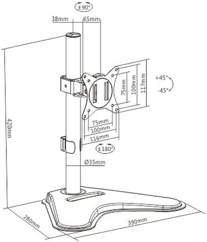 Black Desktop Single Articulating Steel Monitor Arm for 17" to 32" Screen Size in Kuwait