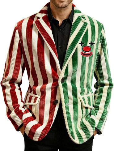 Mens Mardi Gras Jackets 2026 Corduroy Holiday Carnival Party Funny Graphic Button Blazer Holiday Prom Suit Outfits in Kuwait