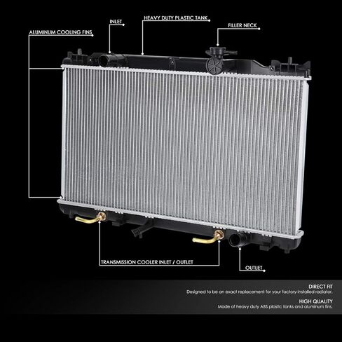 مشعاع ألومنيوم DNA Motoring OEM-RA-2437 متوافق مع 02-06 Camry L4 AT، 29-1/16 بوصة عرض × 15-3/4 بوصة ارتفاع × 5/8 بوصة عمق، مدخل 1-3/8 بوصة / مخرج 1-3/8 بوصة in Saudi Arabia