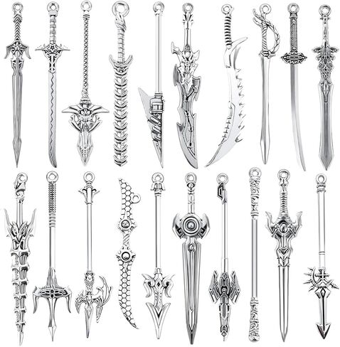 20 Pcs mini Swords Bookmark, Metal Sword Keychain Charms, Vintage Knife Necklace for Book Lovers DIY Necklace Bracelet Crafting in Kuwait