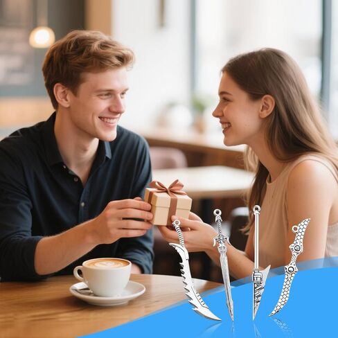 20 Pcs mini Swords Bookmark, Metal Sword Keychain Charms, Vintage Knife Necklace for Book Lovers DIY Necklace Bracelet Crafting in Kuwait