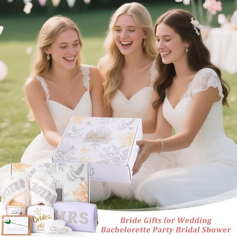 Bridal Shower Gifts Bride To Be Gifts Bride Slippers Mrs Jewelry Box Bride Hair Clip Scented Candle Wedding Engagement Bachelorette Gift for Bride To Be - 7PCS Bride Gift Greeting Card with Gift Box in Saudi Arabia