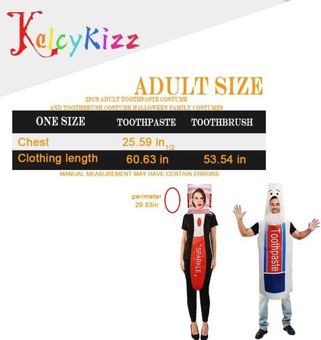 2Pcs Adult Toothpaste Costume and Toothbrush Costume Halloween Family Costumes in Saudi Arabia