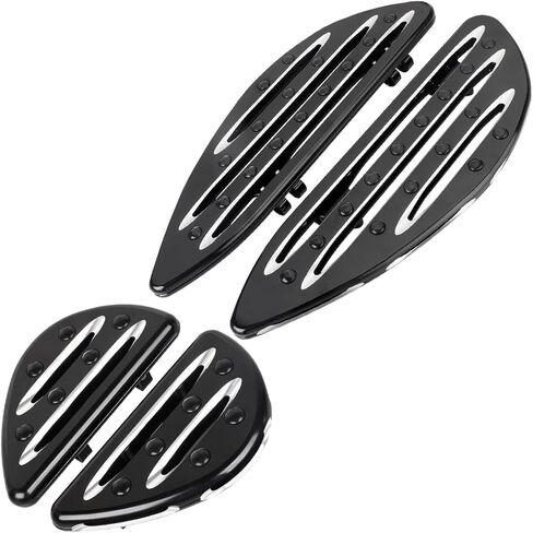 Black Aluminum Front Driver Stretched Floorboard & Rear Passenger Floor Boards Footboard for Harley Touring Electra Glide Road King Street Glide FLHX in Saudi Arabia
