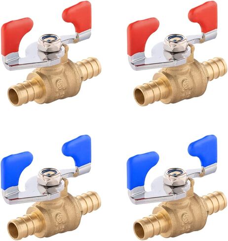 (Pack of 4) EFIELD 1/2 Inch Pex Crimp Shut Off Brass Ball Valves With Drop Ear, Hot and Cold With Butterfly Levels, NSF/ANSI 61 in Saudi Arabia