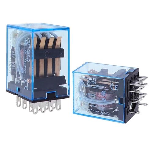 MY4NJ Power Relay 4PDT with LED Indicator, 14 Pin, 5A 240V AC, Multiple Coil Voltage Options, DIN Rail Mount, Silver Alloy Contacts (12V AC) in Saudi Arabia
