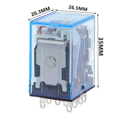 MY4NJ Power Relay 4PDT with LED Indicator, 14 Pin, 5A 240V AC, Multiple Coil Voltage Options, DIN Rail Mount, Silver Alloy Contacts (12V AC) in Saudi Arabia