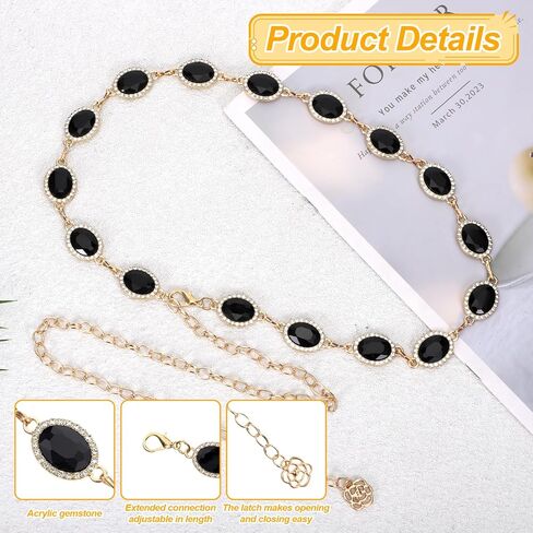 Black Chain Belt Western Metal Belts for Women Thin Black Waist Belt for Dresses Jeans Party Western Cowgirl in Saudi Arabia