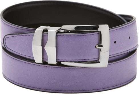 Reversible Belt Bonded Leather with Removable Silver-Tone Buckle LILAC/Black in Kuwait