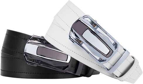 2 Pack Ratchet Belt 1 3/8", Mens leather Dress Belt in Gift Set Size 28"-62" Adjustable waist Trim to Fit in Saudi Arabia