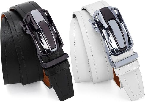 2 Pack Ratchet Belt 1 3/8", Mens leather Dress Belt in Gift Set Size 28"-62" Adjustable waist Trim to Fit in Saudi Arabia