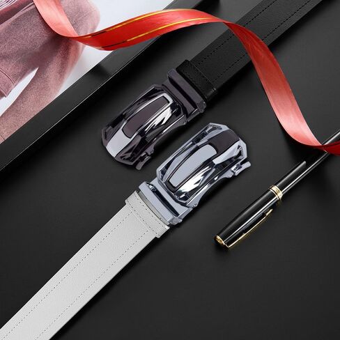 2 Pack Ratchet Belt 1 3/8", Mens leather Dress Belt in Gift Set Size 28"-62" Adjustable waist Trim to Fit in Saudi Arabia