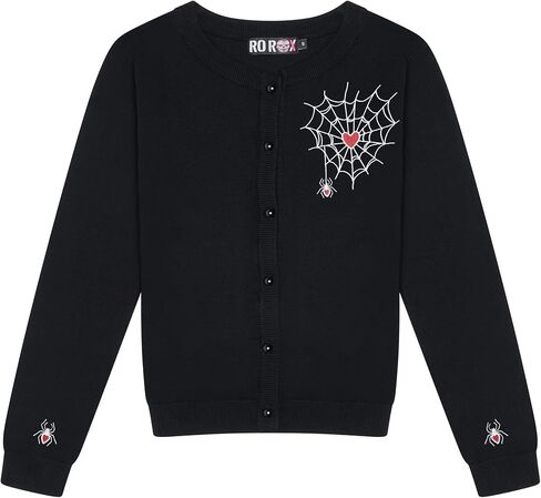 Ro Rox Loveweb Cardigan - Goth Embroidery Spider Web Heart, Long Sleeve Top in Saudi Arabia