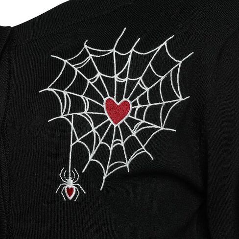 Ro Rox Loveweb Cardigan - Goth Embroidery Spider Web Heart, Long Sleeve Top in Saudi Arabia