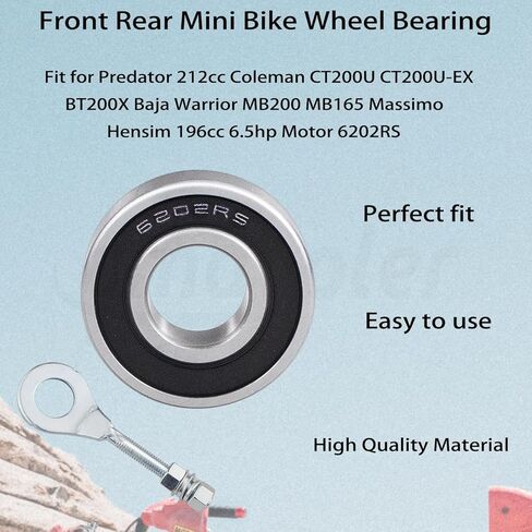 Front Rear Mini Bike Wheel Bearing Fit for Predator 212cc Coleman CT200U CT200U-EX BT200X Baja Warrior MB200 MB165 Massimo Hensim 196cc 6.5hp Motor 6202RS Mini Bike Parts. in Saudi Arabia