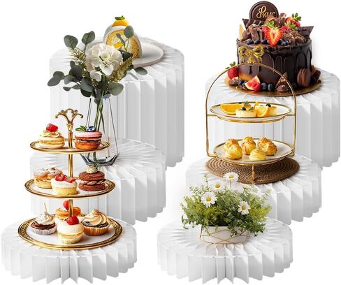 maytopia 6 Pcs Buffet Risers Food Display Risers with Mini Sign, Buffet Table Risers Display Stands Cake Stand Cylinder Stands for Party Dessert Jewelry Collectibles in Kuwait