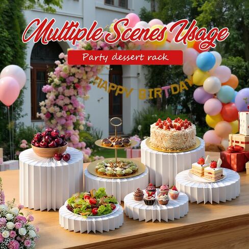 maytopia 6 Pcs Buffet Risers Food Display Risers with Mini Sign, Buffet Table Risers Display Stands Cake Stand Cylinder Stands for Party Dessert Jewelry Collectibles in Kuwait