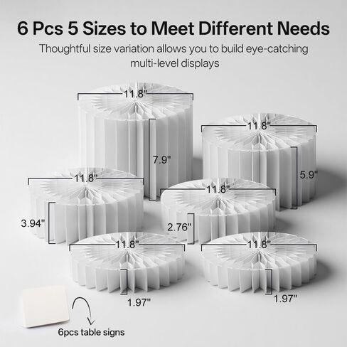 maytopia 6 Pcs Buffet Risers Food Display Risers with Mini Sign, Buffet Table Risers Display Stands Cake Stand Cylinder Stands for Party Dessert Jewelry Collectibles in Kuwait