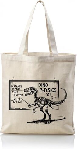 Funny Velociraptor Canvas Tote Bag, Funny Physics Joke Velociraptor Handbag, Dinosaur Shopping Bags, Reusable Shopping Grocery Bag, Gift For Dinosaur Lover in Saudi Arabia