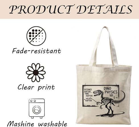 Funny Velociraptor Canvas Tote Bag, Funny Physics Joke Velociraptor Handbag, Dinosaur Shopping Bags, Reusable Shopping Grocery Bag, Gift For Dinosaur Lover in Saudi Arabia