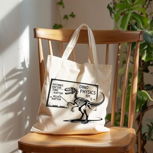 Funny Velociraptor Canvas Tote Bag, Funny Physics Joke Velociraptor Handbag, Dinosaur Shopping Bags, Reusable Shopping Grocery Bag, Gift For Dinosaur Lover in Saudi Arabia