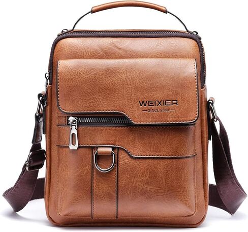 Zipper Buckle Leather Messenger Bag Crossbody Shoulder Bag Vintage Handle Bags | Zipper, Buckle, Leather, Vintage in Saudi Arabia