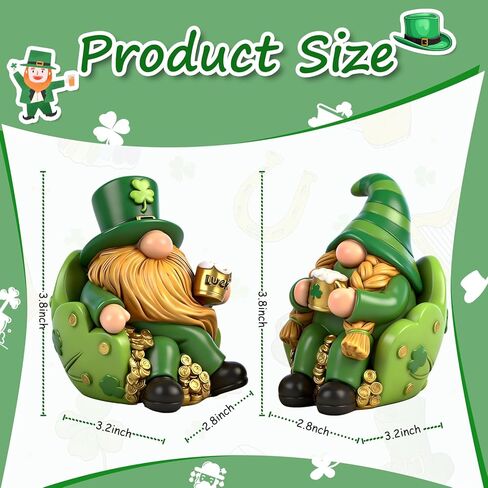زينة عيد القديس باتريك جنوم 2 قطعة تماثيل راتنج هدايا داخلية قابلة للجمع ديكور عطلة لطيف للمنزل الجدول in Kuwait